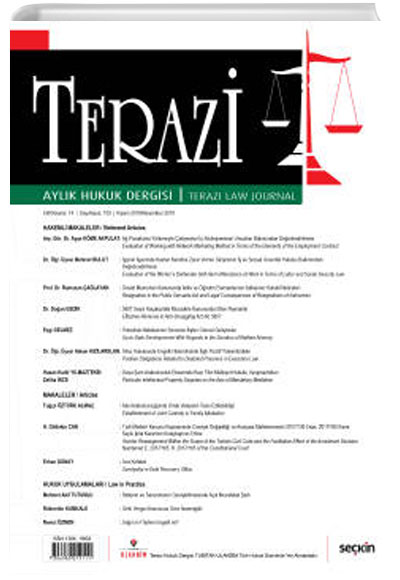 Terazi Ayl�k Hukuk Dergisi Say�: 159 Kas�m 2019 Mutlu Din� Se�kin Yay�nevi