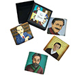 T�rk Yazarlar Ah�ap Bardak Altl��� Seti (BA15) Book Tasar�m