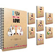 G�pta 80 Yaprak A6 Love Spiralli Karton Kapak Kareli Defter 6801