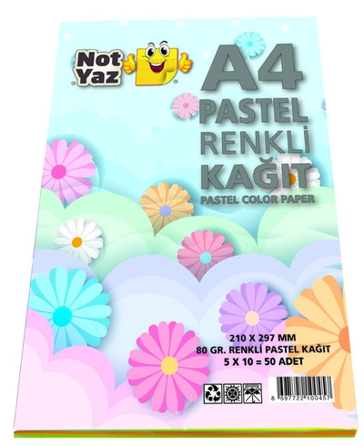 Kar���k Pastel 5 Renk A4 Fotokopi Ka��d� Notyaz